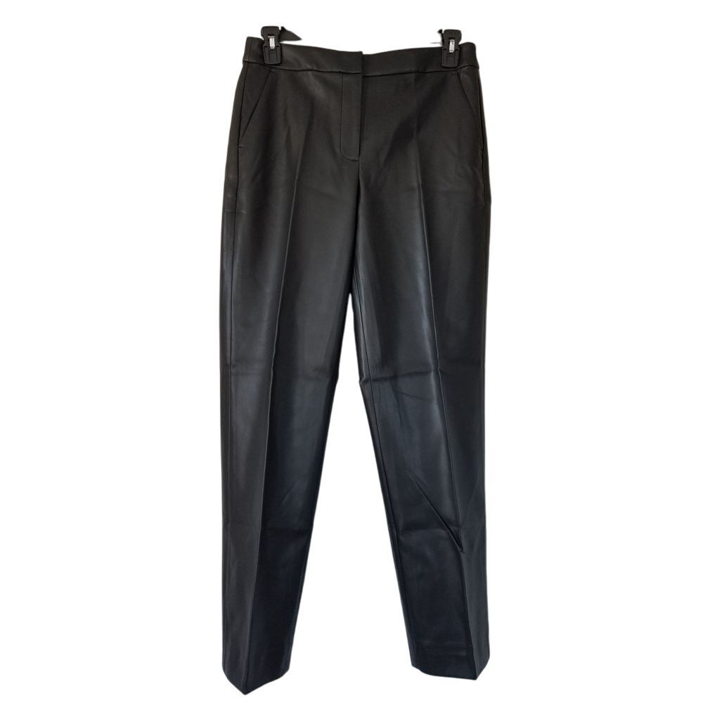 J. Crew Tall Kate‎ Straight Leg Pants Faux Leather Size 10T Black NWT $158 BU143